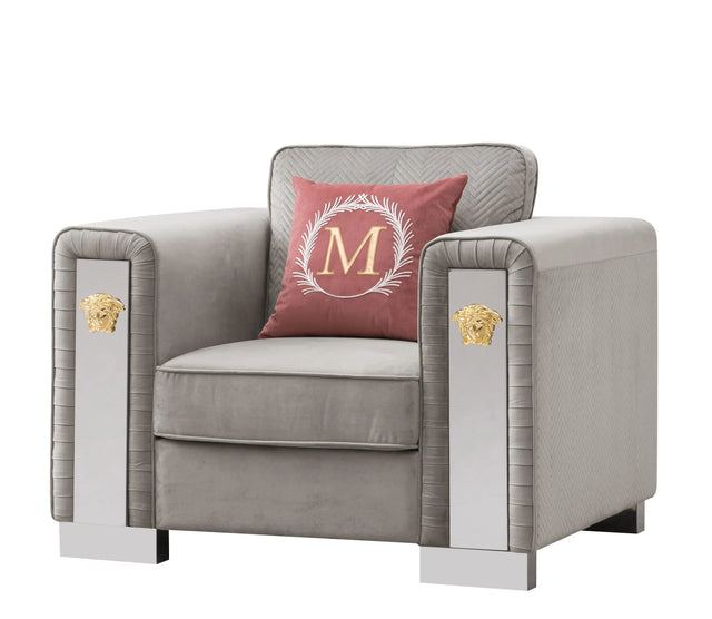 William Modern Style Gray Chair with Metal legs - Home Elegance USA