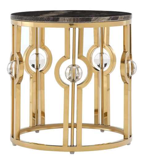 Fallon Modern Style Marble End Table with Metal Base - Home Elegance USA