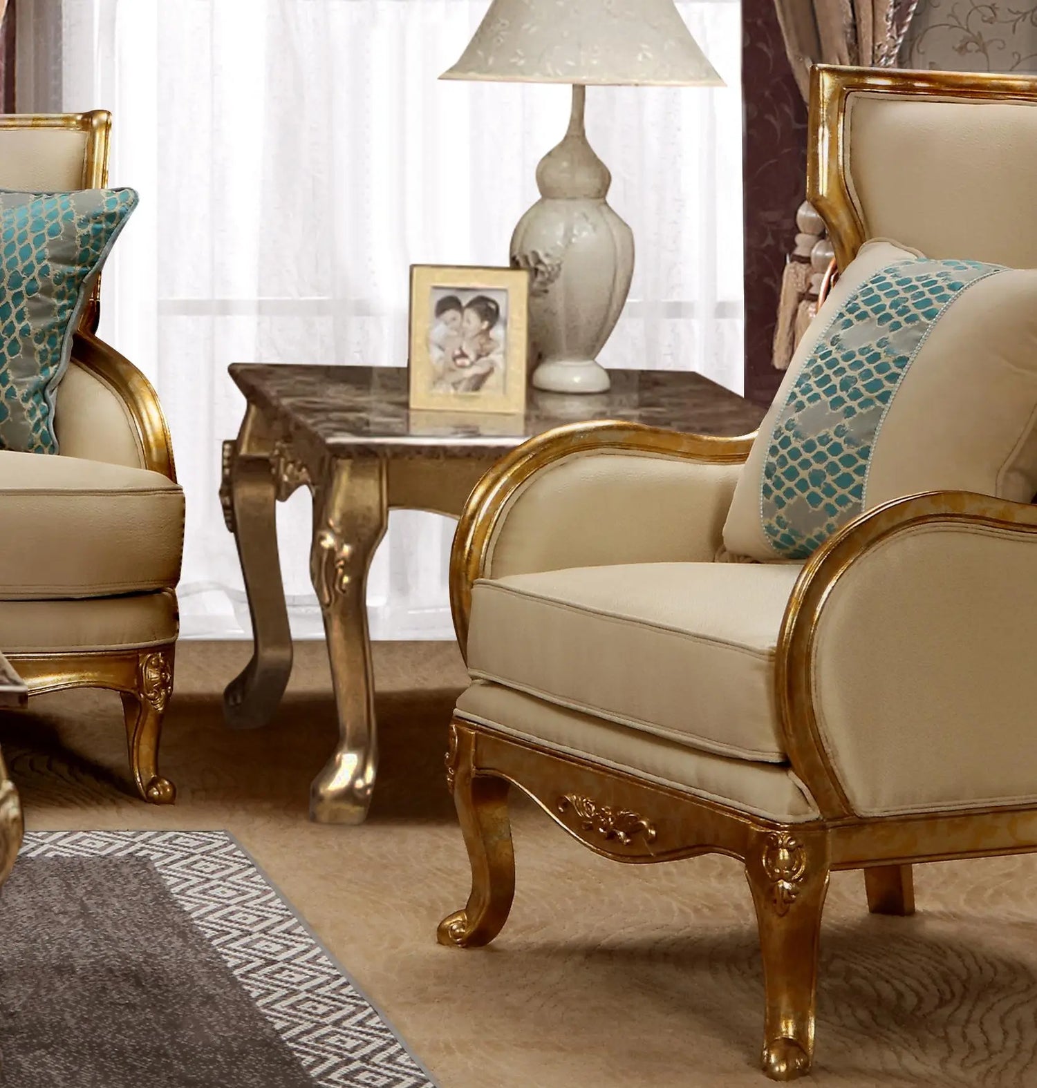 Majestic Transitional Style End Table in Gold finish Wood - Home Elegance USA