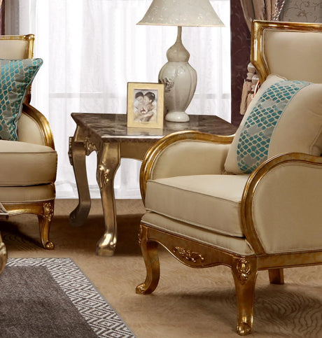 Majestic Transitional Style End Table in Gold finish Wood - Home Elegance USA