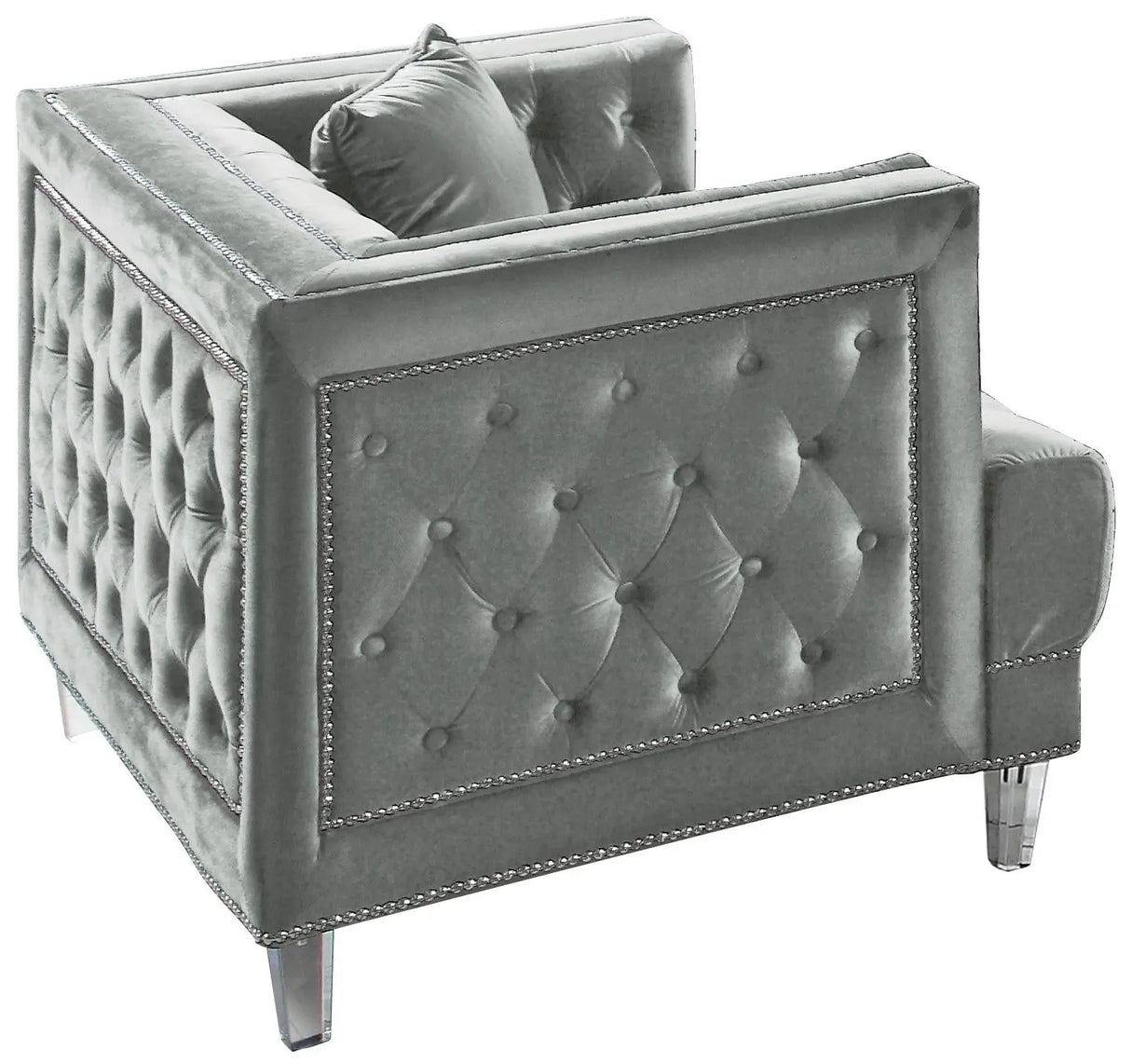 Kendel Silver Modern Style Gray Chair with Acrylic Legs - Home Elegance USA