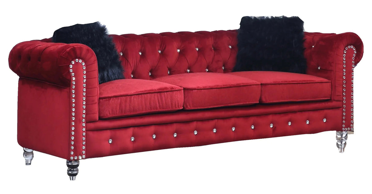 Sahara Modern Style Red Sofa with Acrylic legs - Home Elegance USA