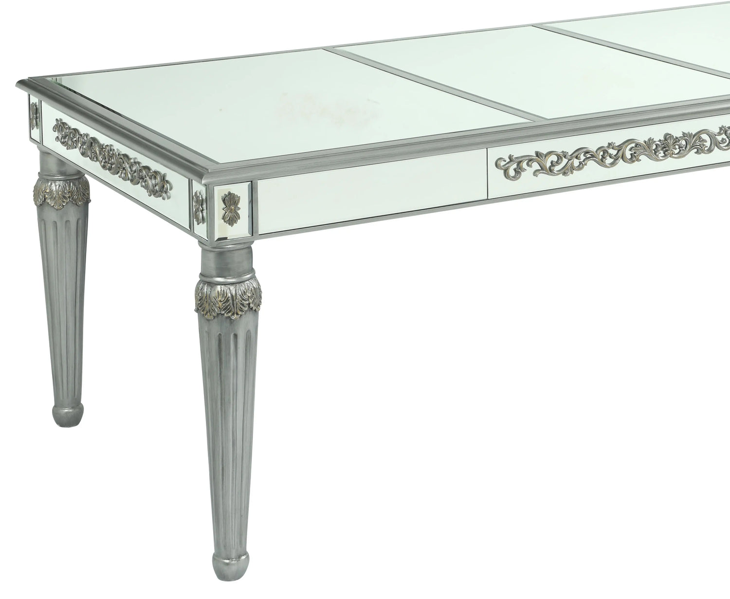 Queen Gold Modern Style Dining Table in Silver finish Wood - Home Elegance USA
