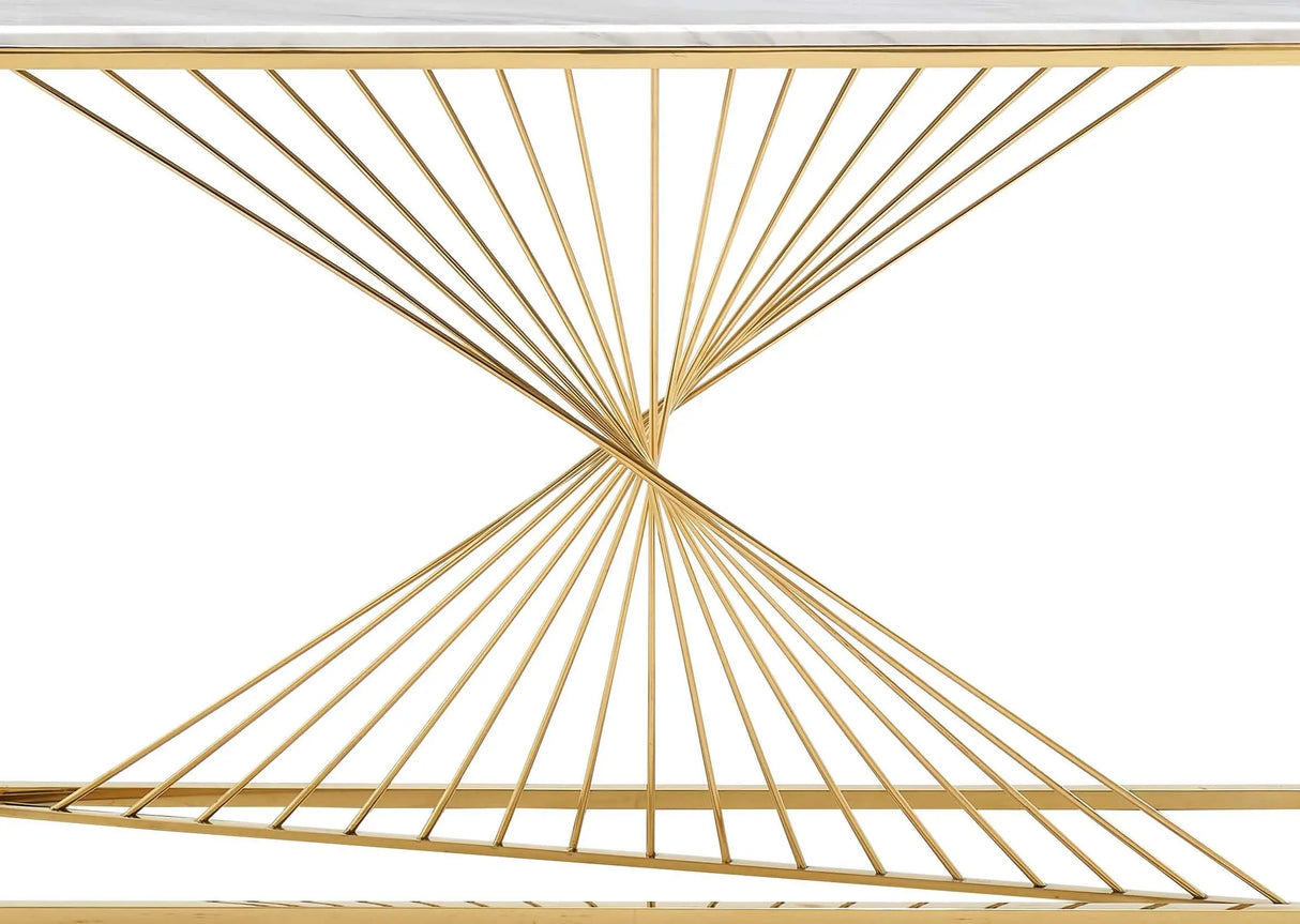 Layla Modern Style Marble Console Table with Metal Base - Home Elegance USA