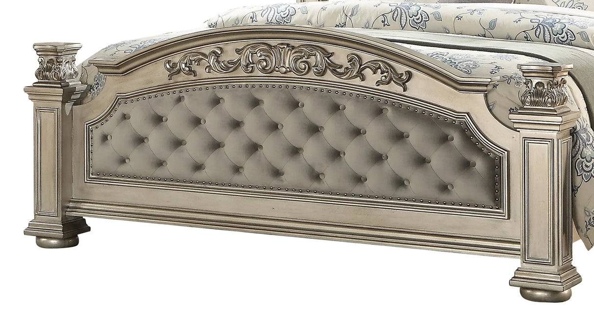 Platinum Traditional Style Queen Bed in Gold finish Wood - Home Elegance USA