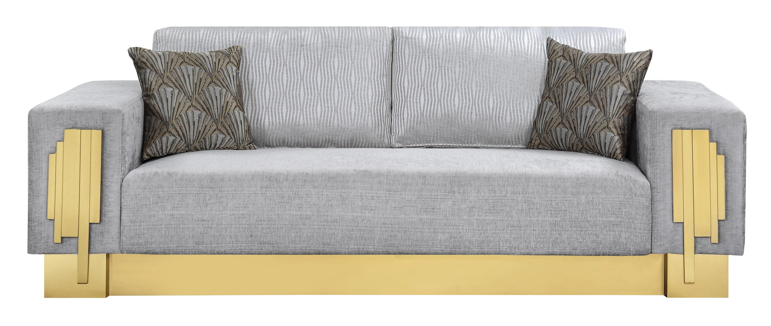 Megan Modern Style Gray Sofa with Gold Finish - Home Elegance USA