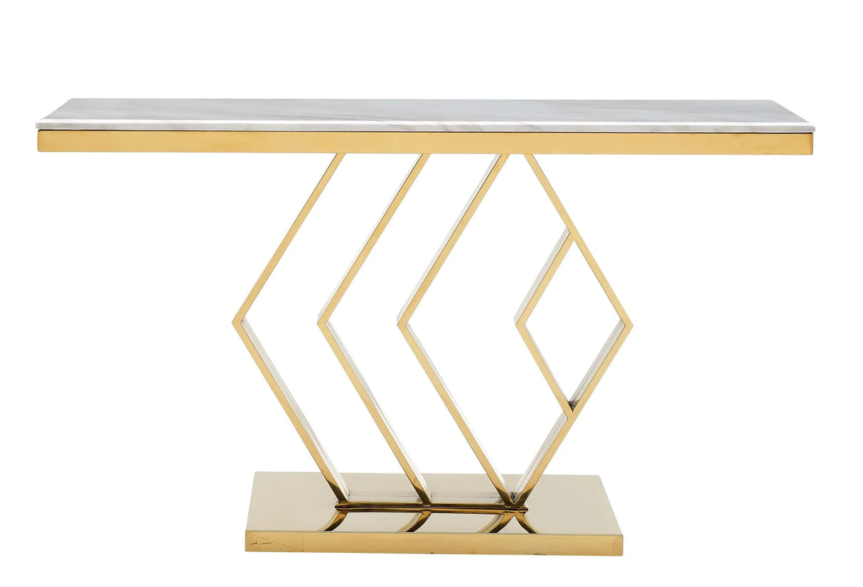 Gamila Modern Style Marble Console Table with Metal Base - Home Elegance USA