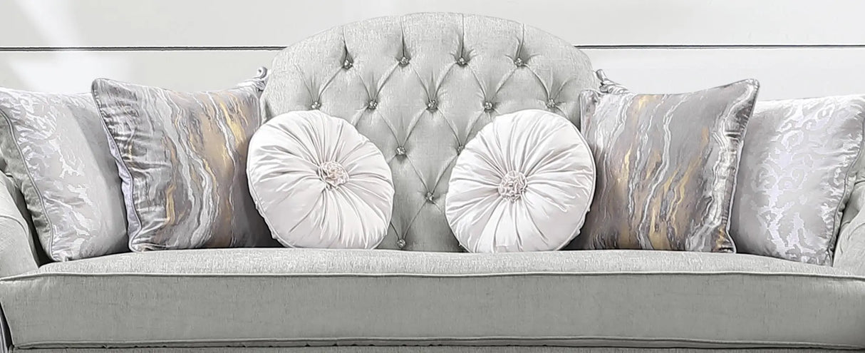 Natalia Transitional Style Sofa in Silver finish Wood - Home Elegance USA