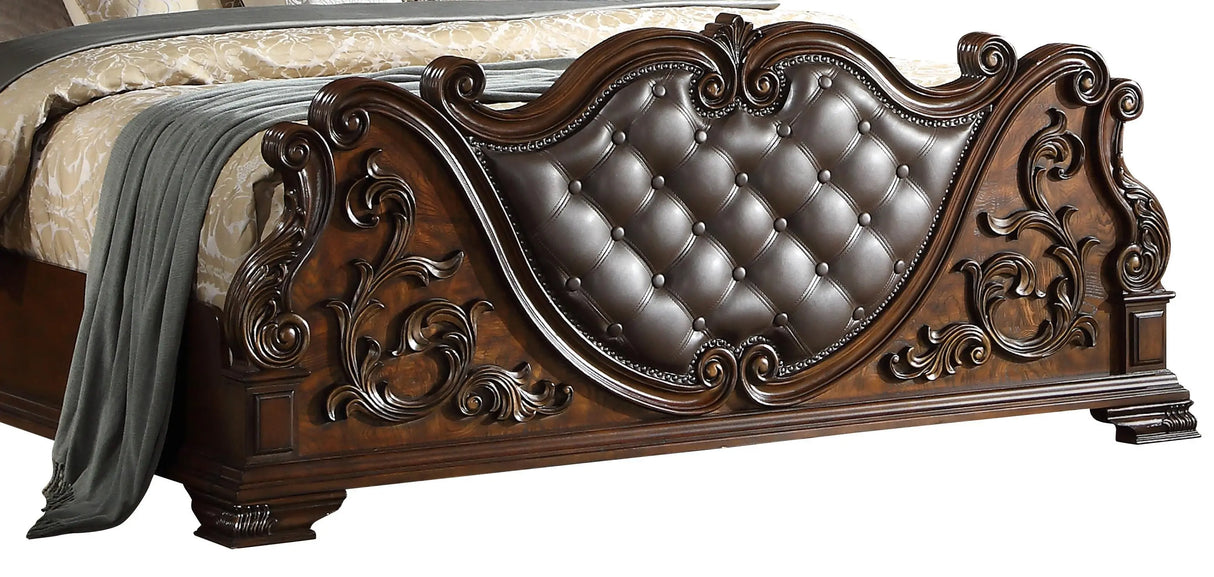 Santa Monica Traditional Style King Bed in Cherry finish Wood - Home Elegance USA