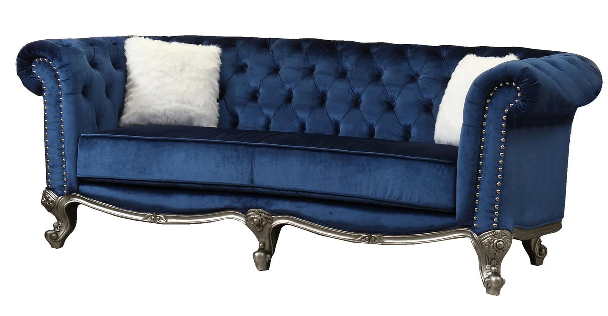 Mia Transitional Style Navy Sofa with Silver Finish - Home Elegance USA