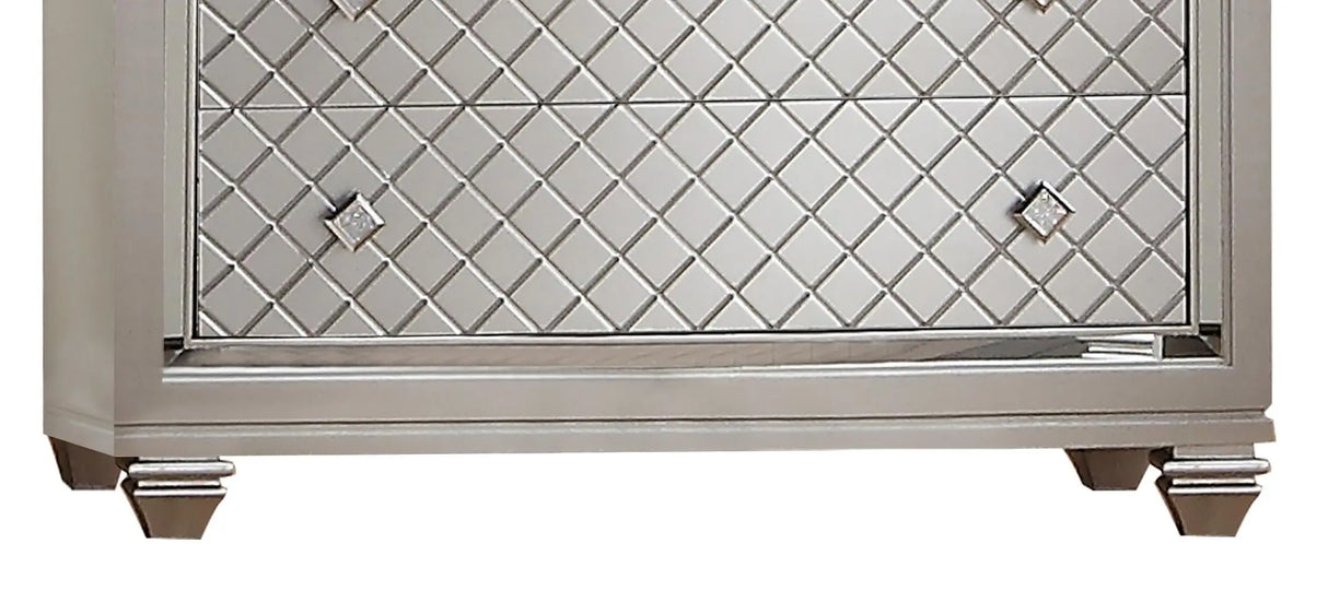 Shiney Contemporary Style Chest in Silver finish Wood - Home Elegance USA