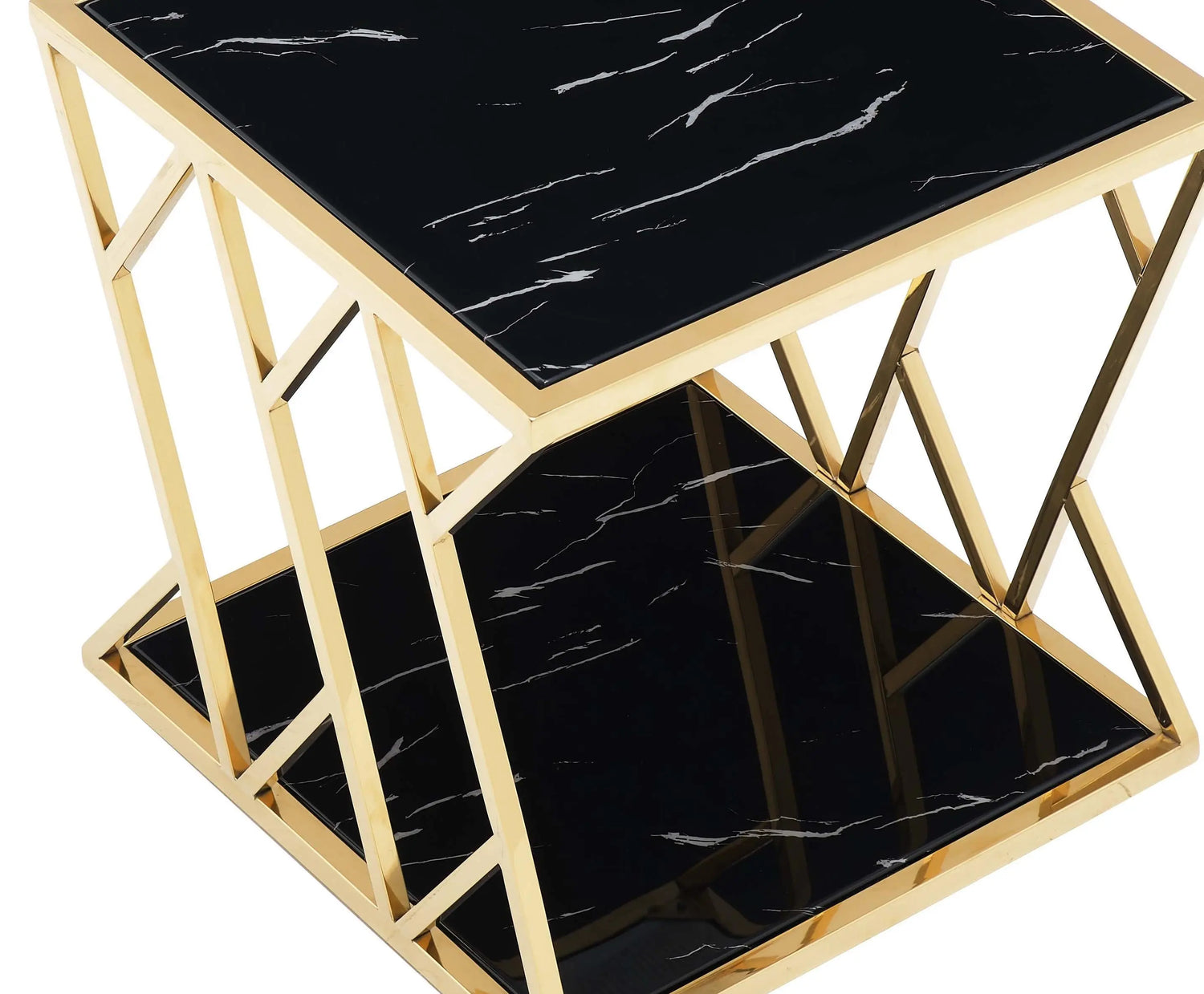 Julie Modern Style Marble End Table with Metal Base - Home Elegance USA