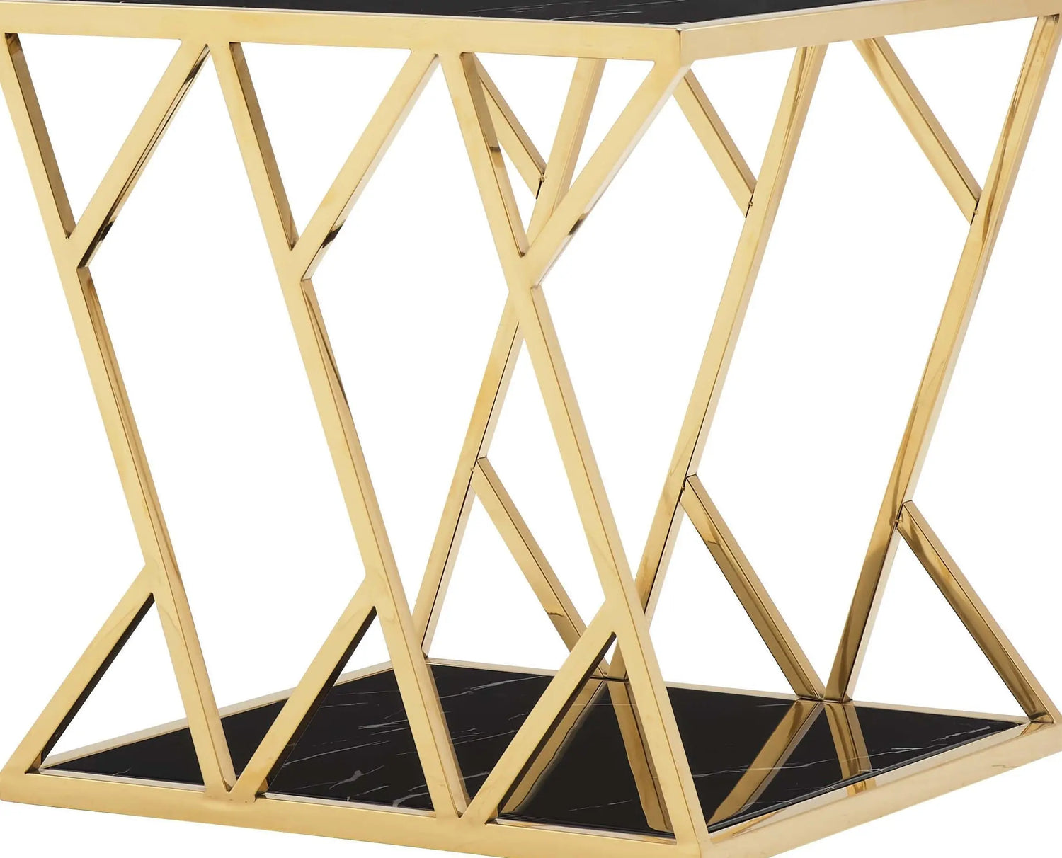 Julie Modern Style Marble End Table with Metal Base - Home Elegance USA