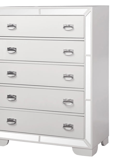 Grand Gloria Contemporary Style Chest in White finish Wood - Home Elegance USA