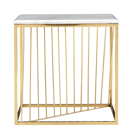 Halina Modern Style Marble End Table with Metal Base - Home Elegance USA