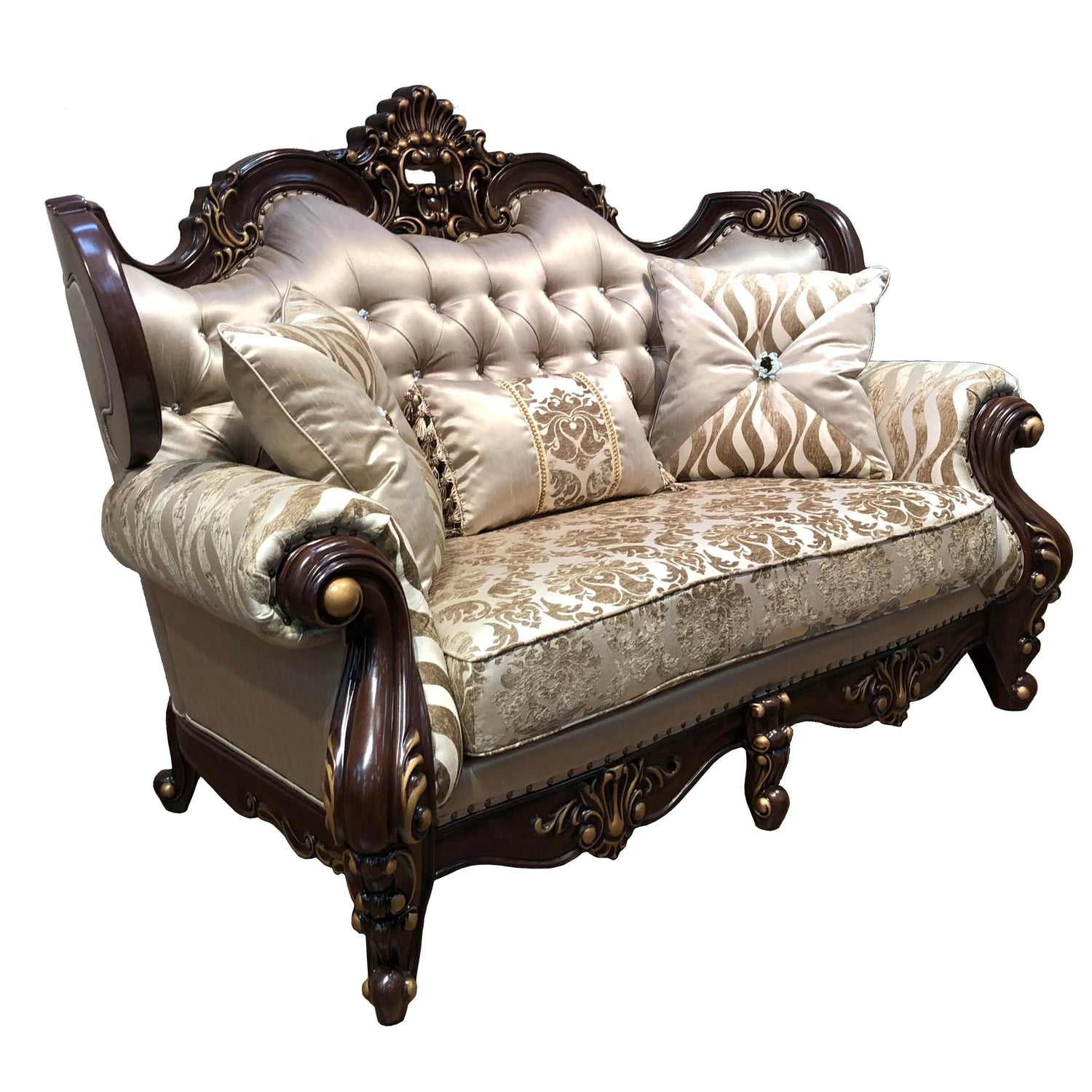 Jade Traditional Style Loveseat in Cherry finish Wood - Home Elegance USA