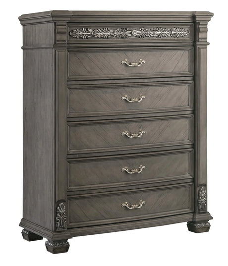Silvy Transitional Style Chest in Gray finish Wood - Home Elegance USA
