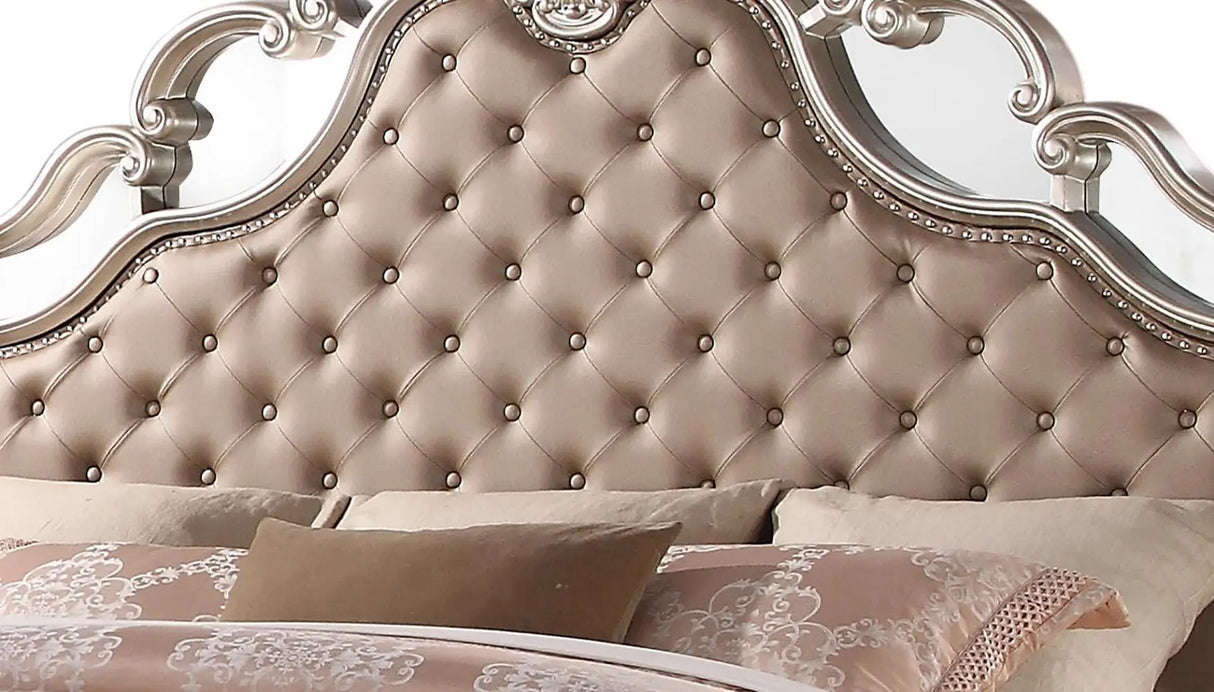 Sonia Contemporary Style King Bed in Beige finish Wood - Home Elegance USA