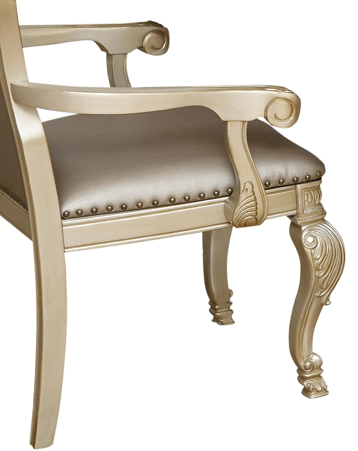 Miranda Transitional Style Dining Arm Chair in Gold finish Wood - Home Elegance USA
