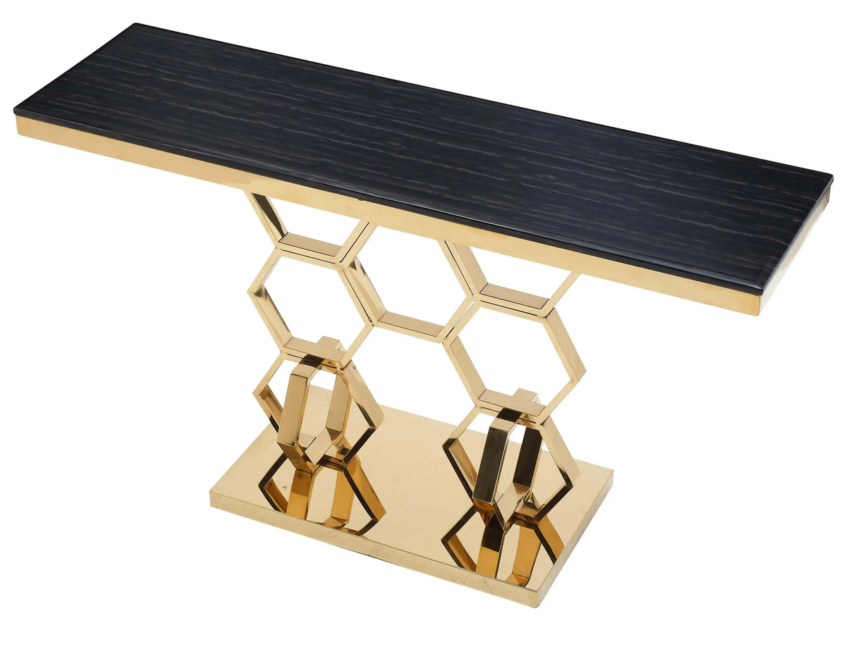 Hannah Modern Style Marble Console Table with Metal Base - Home Elegance USA