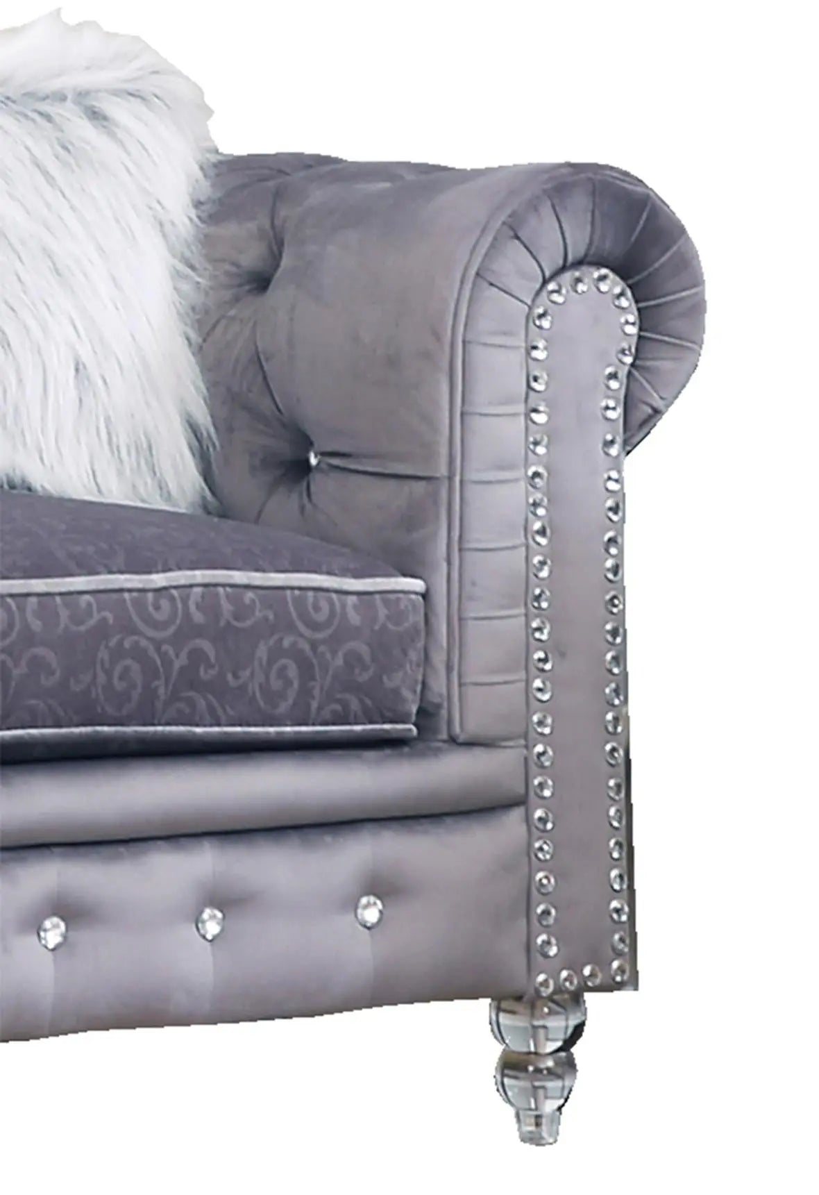 Sahara Modern Style Gray Sofa with Acrylic legs - Home Elegance USA