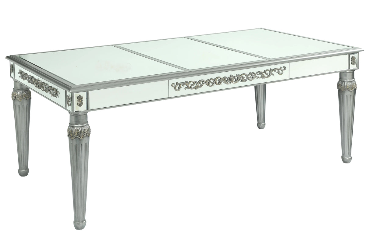 Queen Gold Modern Style Dining Table in Silver finish Wood - Home Elegance USA