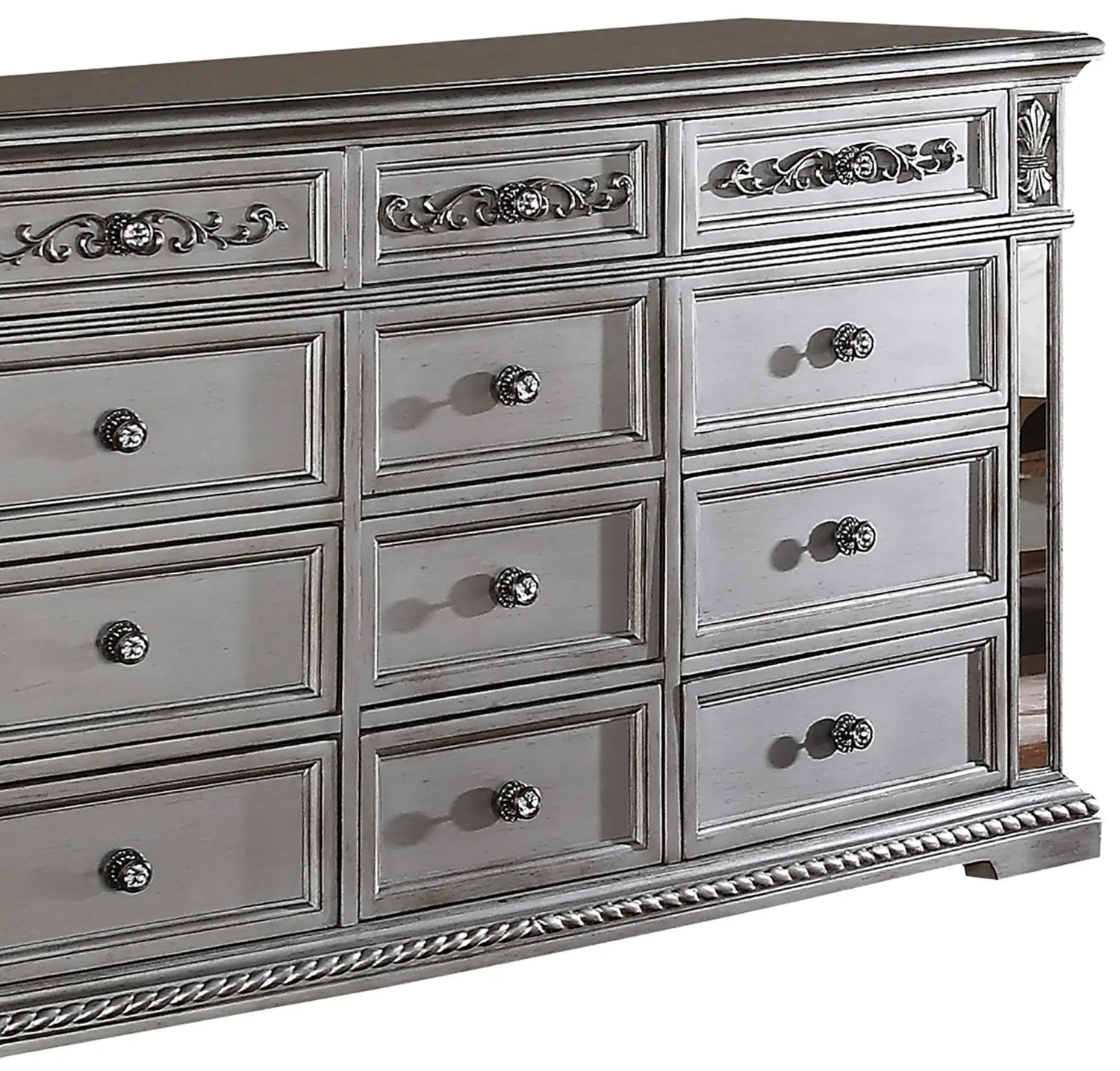 Pamela Transitional Style Dresser in Silver finish Wood - Home Elegance USA