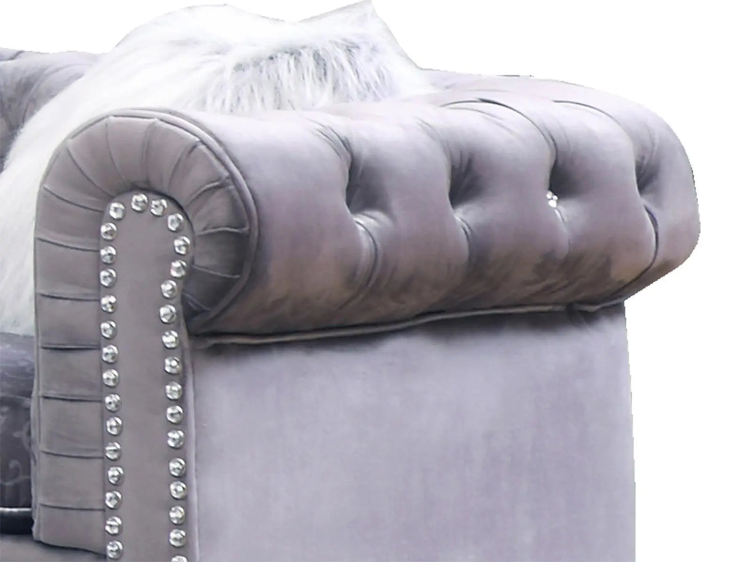 Sahara Modern Style Gray Loveseat with Acrylic legs - Home Elegance USA