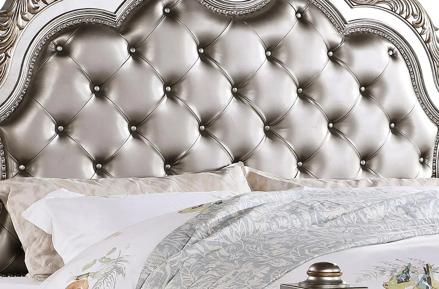 Melrose Transitional Style Queen Bed in Silver finish Wood - Home Elegance USA