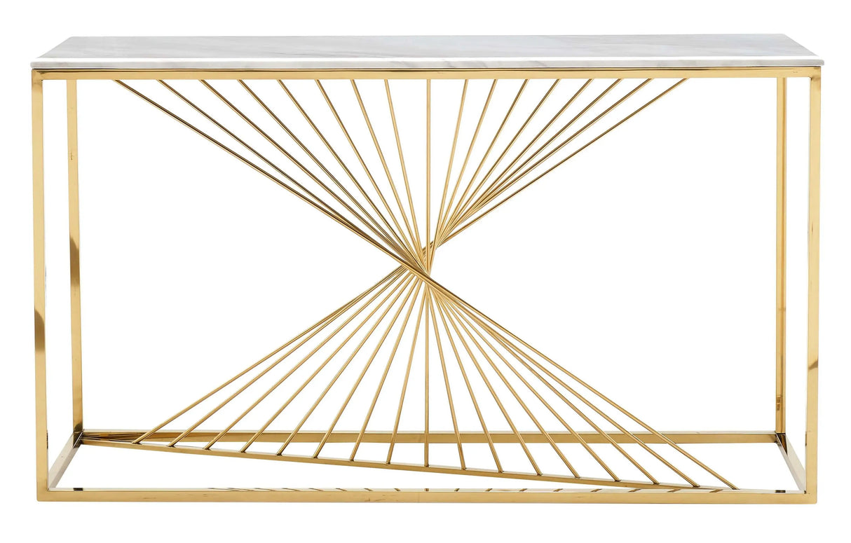 Layla Modern Style Marble Console Table with Metal Base - Home Elegance USA