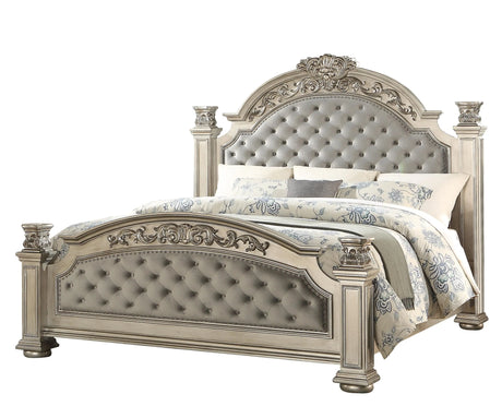 Platinum Traditional Style Queen Bed in Gold finish Wood - Home Elegance USA