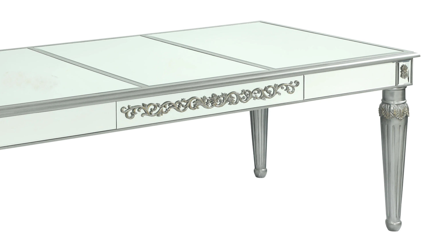 Queen Gold Modern Style Dining Table in Silver finish Wood - Home Elegance USA