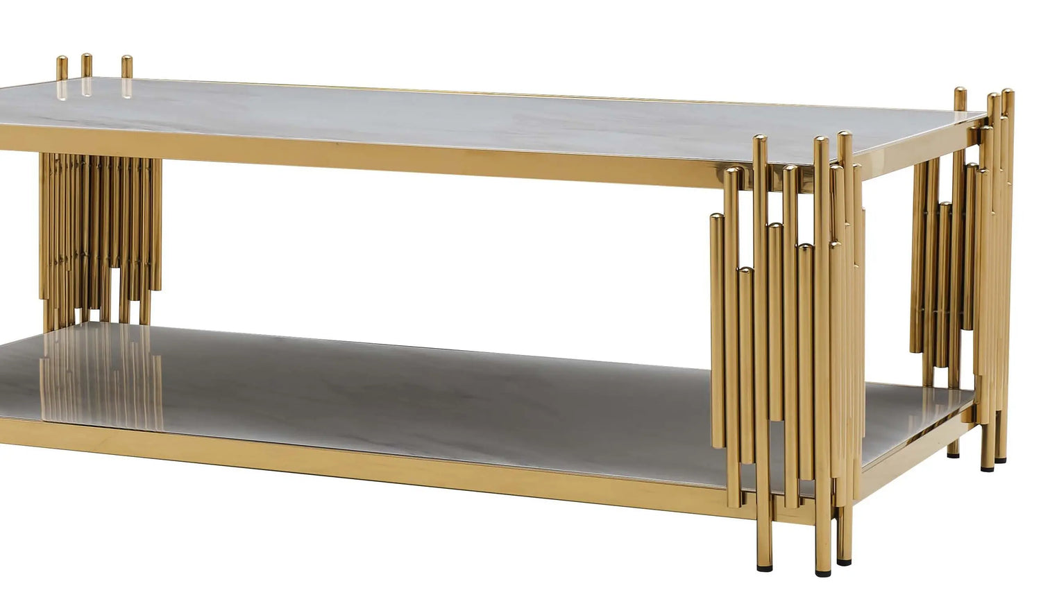 Lawrence Modern Style Marble Coffee Table with Metal Base - Home Elegance USA