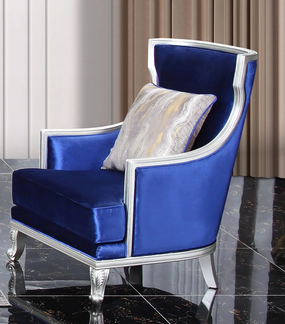 Skylar Transitional Style Chair in Silver finish Wood - Home Elegance USA