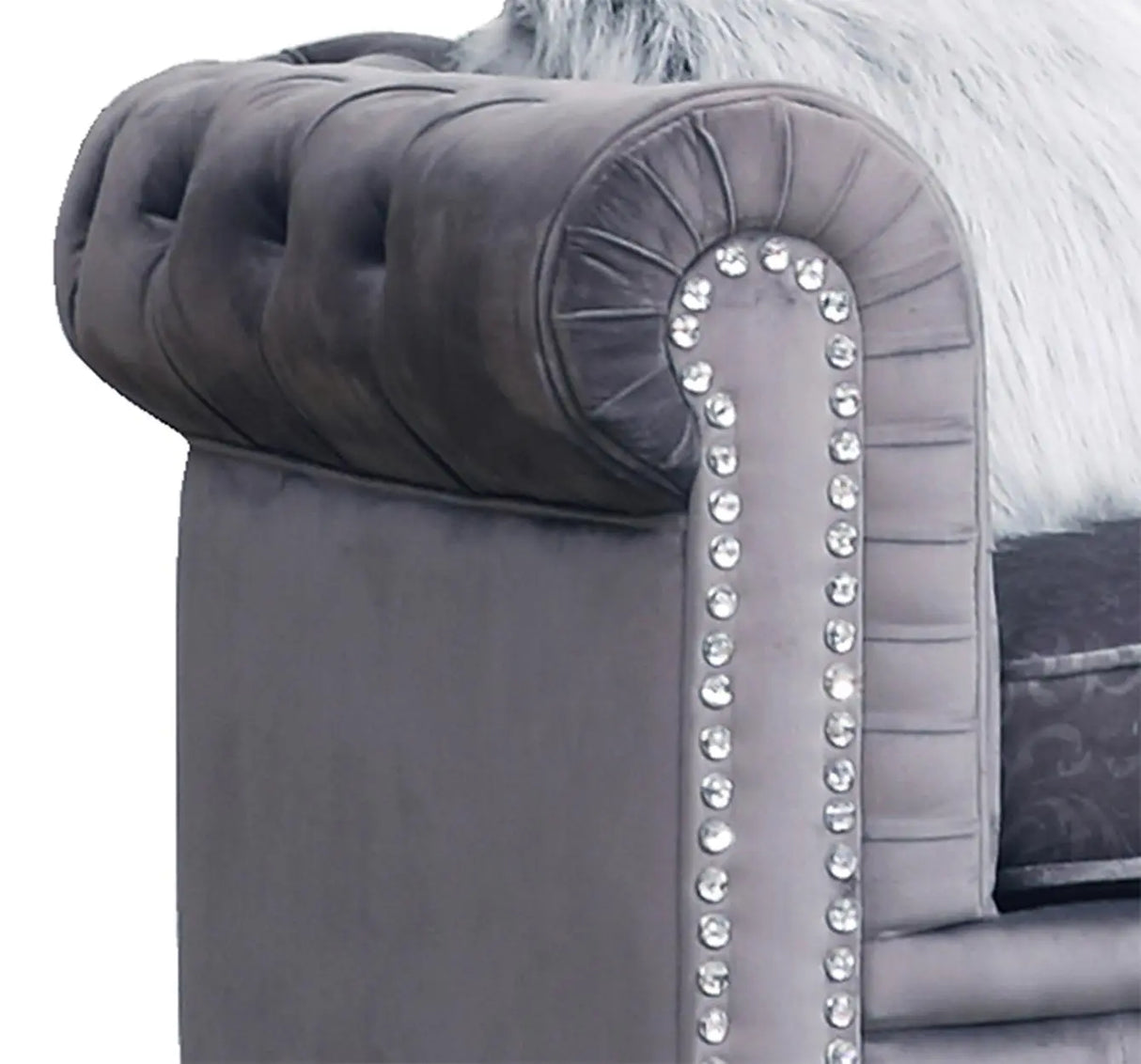 Sahara Modern Style Gray Sofa with Acrylic legs - Home Elegance USA