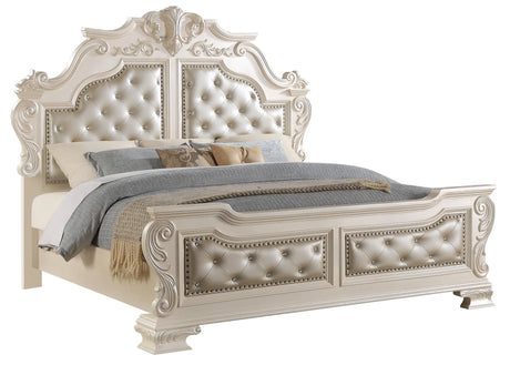 Victoria Traditional Style Queen Bed in Off-White finish Wood - Home Elegance USA