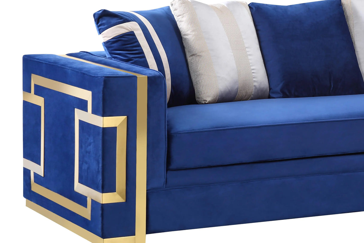 Lawrence Modern Style Navy Sofa with Gold Finish - Home Elegance USA