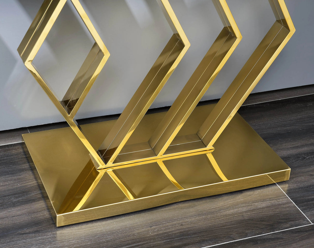 Gamila Modern Style Marble Console Table with Metal Base - Home Elegance USA
