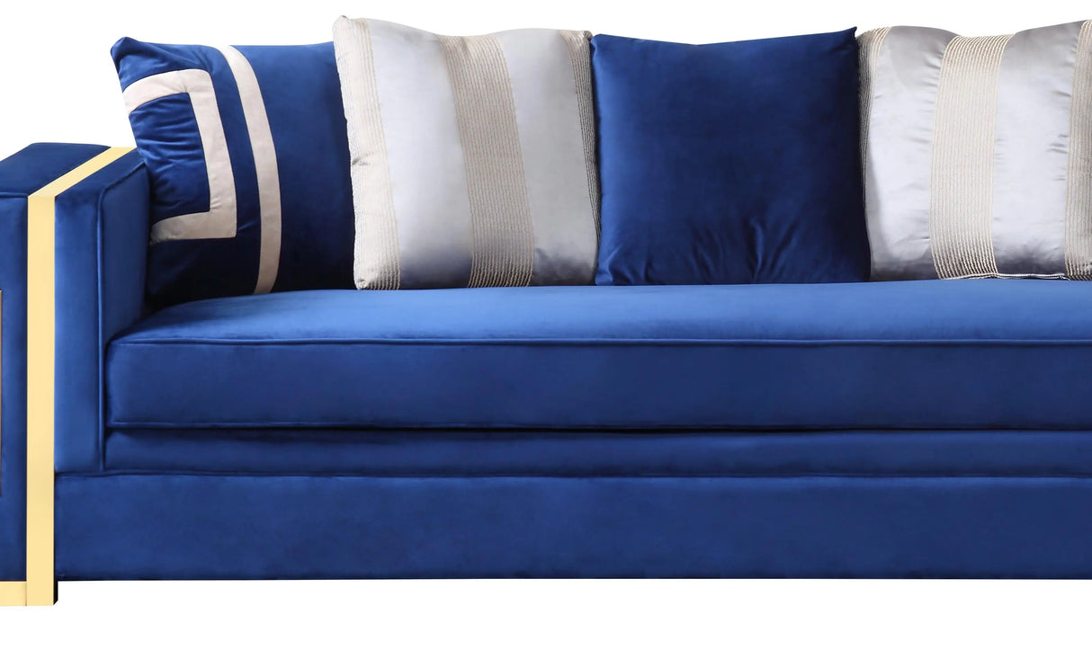 Lawrence Modern Style Navy Sofa with Gold Finish - Home Elegance USA
