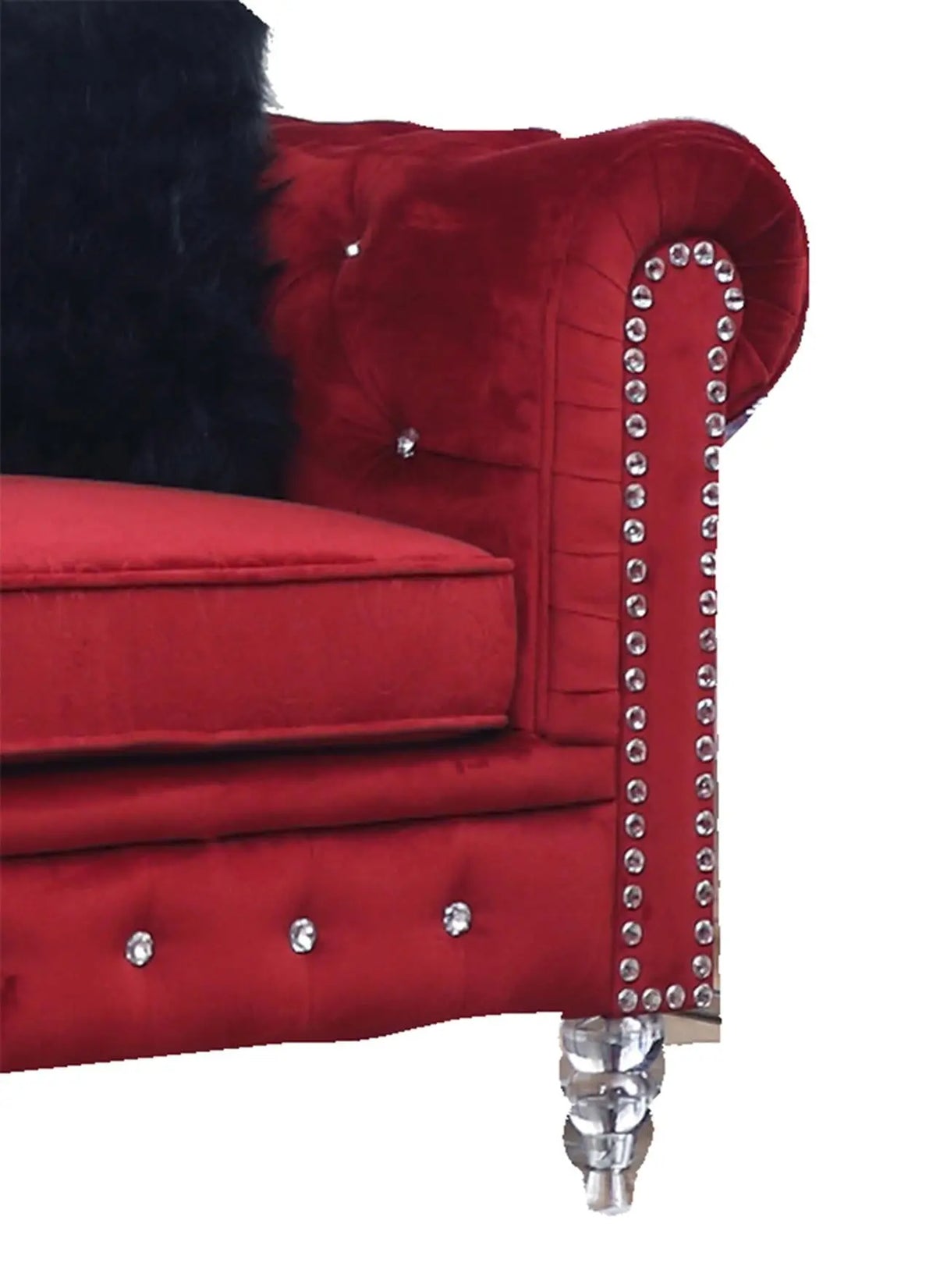 Sahara Modern Style Red Sofa with Acrylic legs - Home Elegance USA