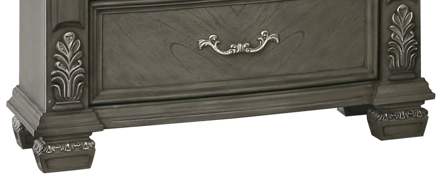 Silvy Transitional Style Nightstand in Gray finish Wood - Home Elegance USA