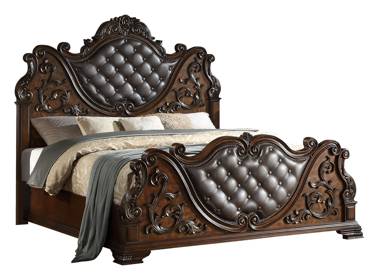 Santa Monica Traditional Style Queen Bed in Cherry finish Wood - Home Elegance USA