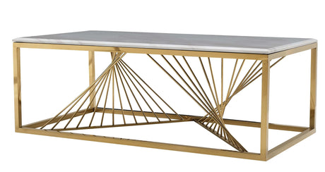 Samira Modern Style Marble Coffee Table with Metal Base - Home Elegance USA