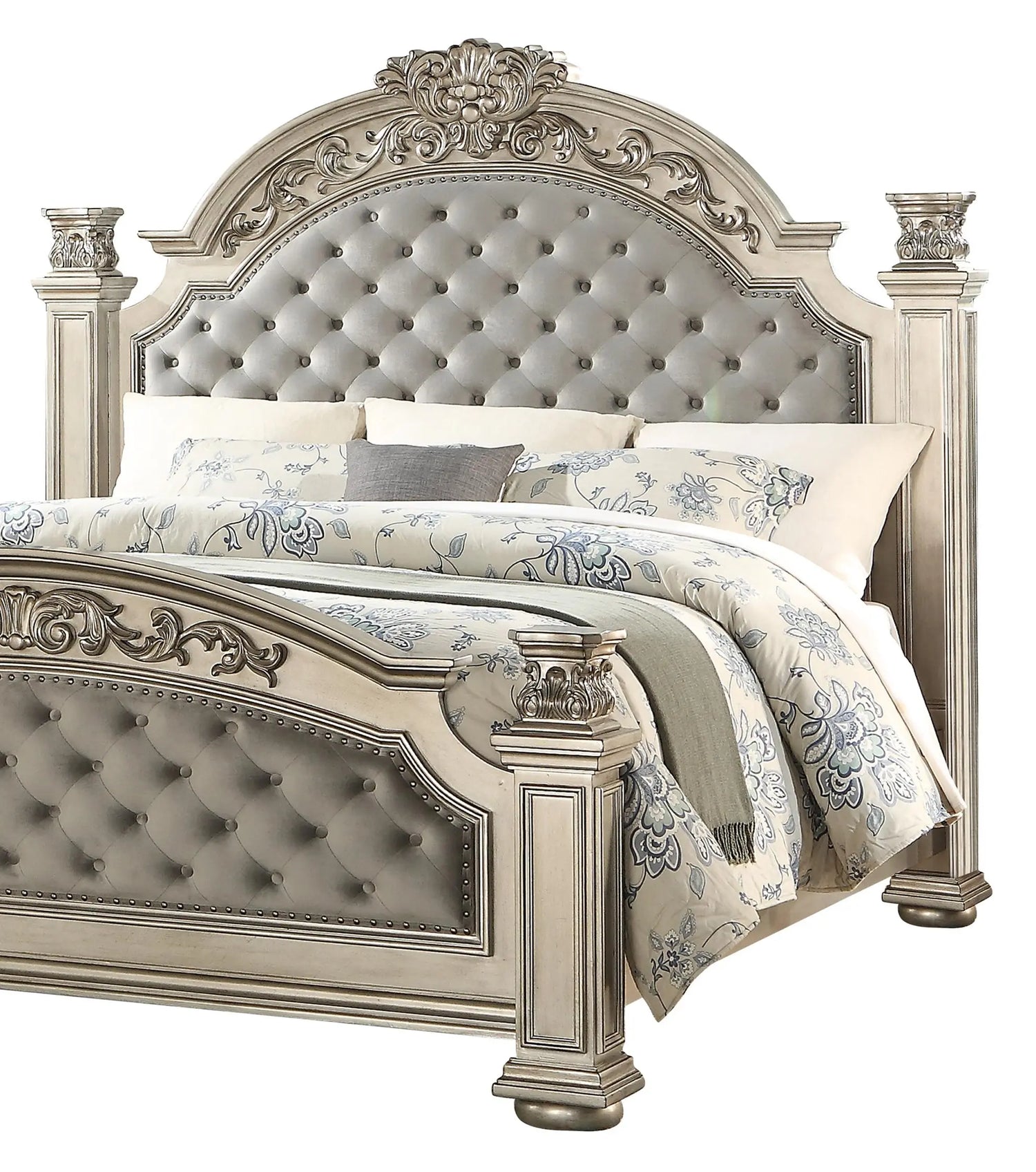 Platinum Traditional Style Queen Bed in Gold finish Wood - Home Elegance USA