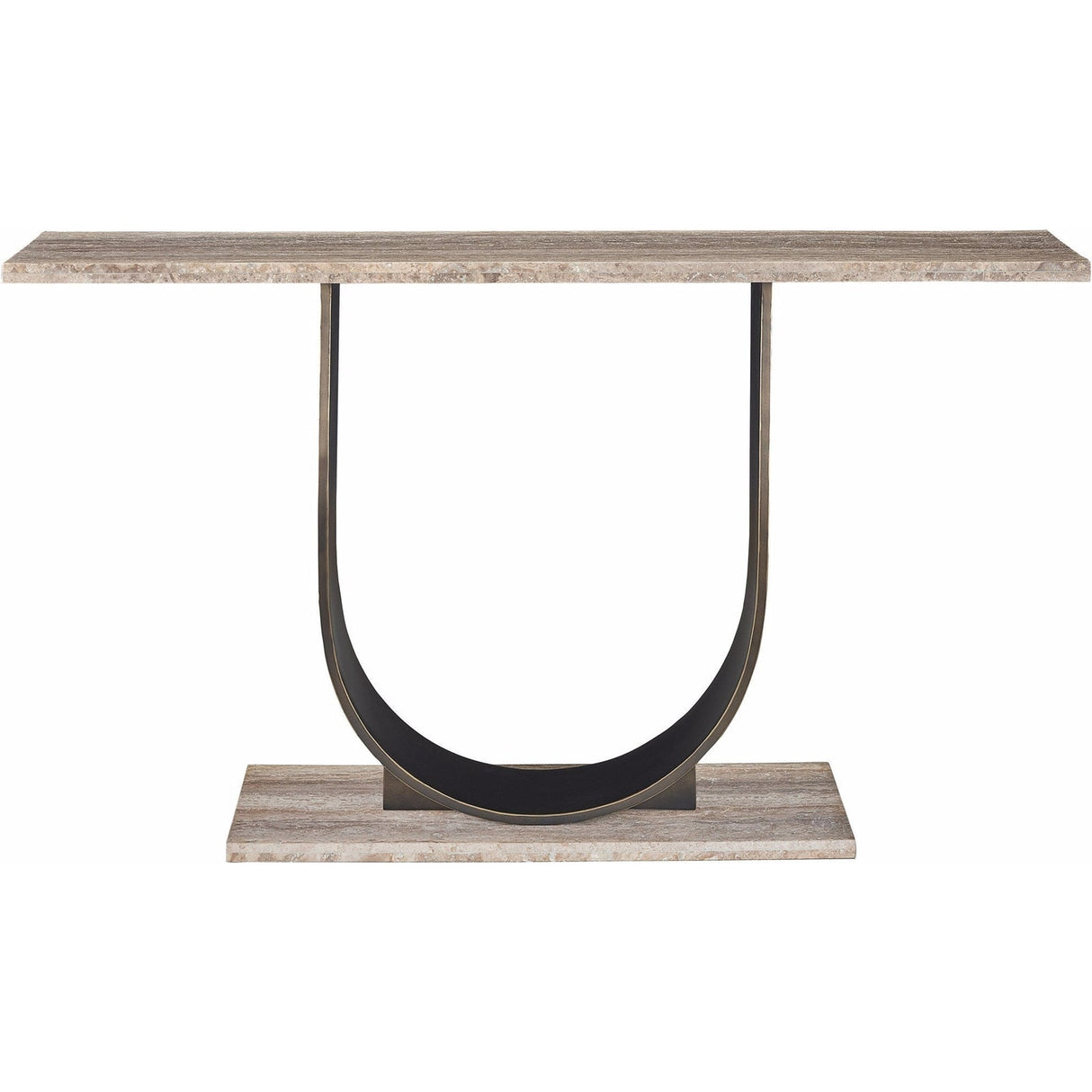 Equilibrium Console Gray Travertine & Bronze Accent | Universal