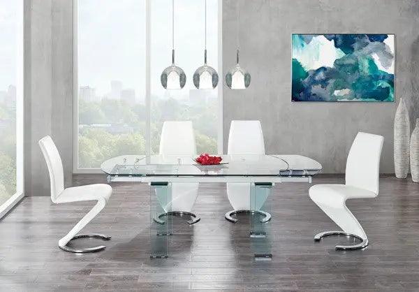 D2160 Contemporary Rectangular Dining Table - Clear Glass Top | Global | Home Elegance USA