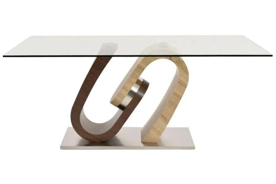 D4126DT 5 - Piece Oak & Walnut Glass Top Dining Room Set | Global | Home Elegance USA
