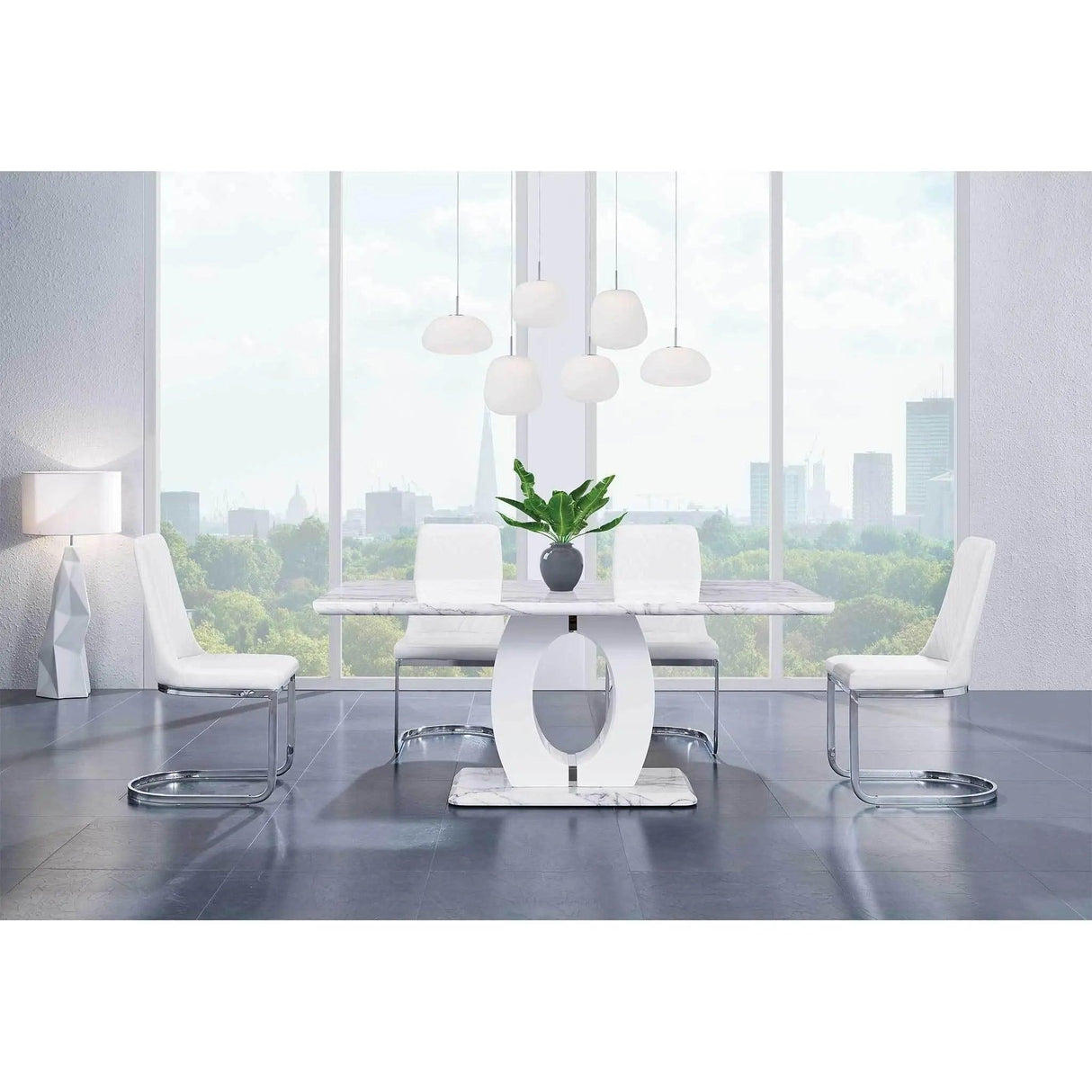 D894DT 5 - Piece Faux Marble Top Dining Room Set | Global | Home Elegance USA
