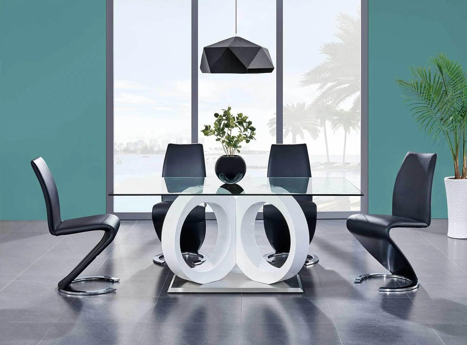 D9002DT 5 - Piece Glass Top Dining Room Set | Global | Home Elegance USA