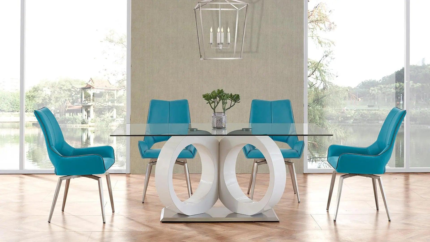 D9002DT 5 - Piece Glass Top Dining Room Set | Global | Home Elegance USA
